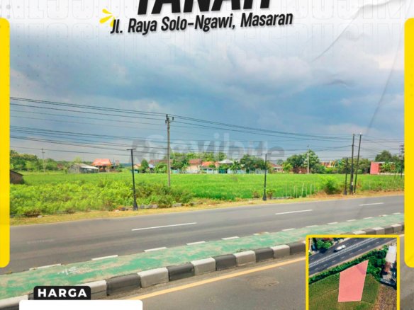 Dijual Tanah Strategis Pinggir Jalan Raya di Krikilan Masaran Sragen