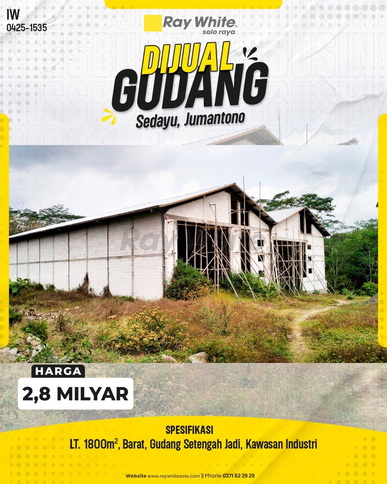 Dijual Gudang Setengah Jadi Kawasan Industri di Sedayu, Jumantono
