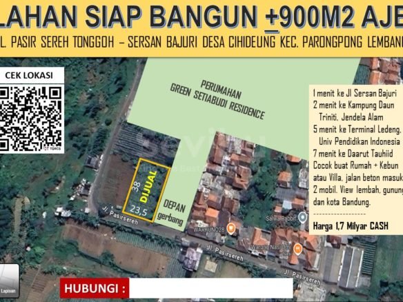Jual Tanah Luas 900m² 23,5m x 38m Ajb & Bisa Di Tingkatkan Ke SHM Karena Milik Pribadi Jadi Aman