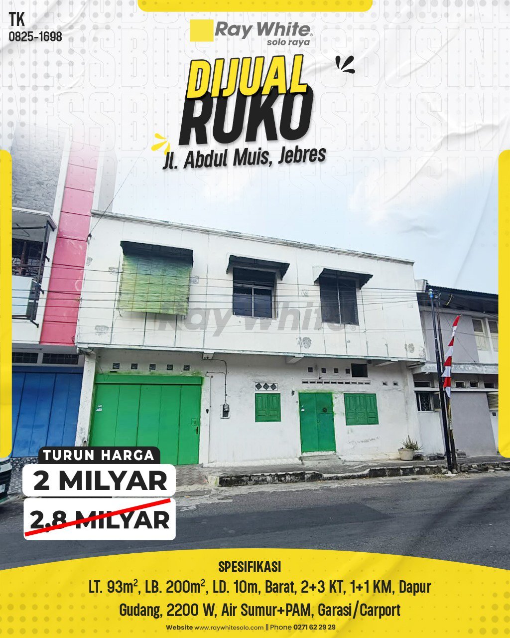 Dijual Ruko 2 Lantai Strategis di Jl. Abdul Muis, Jebres, Solo