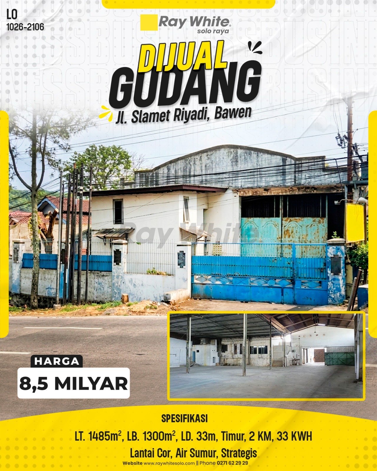 Dijual Gudang Strategis di Jl. Slamet Riyadi, Bawen