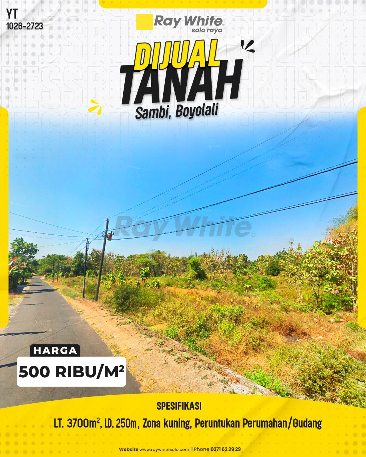 DIJUAL TANAH ZONA KUNING DI SAMBI, BOYOLALI