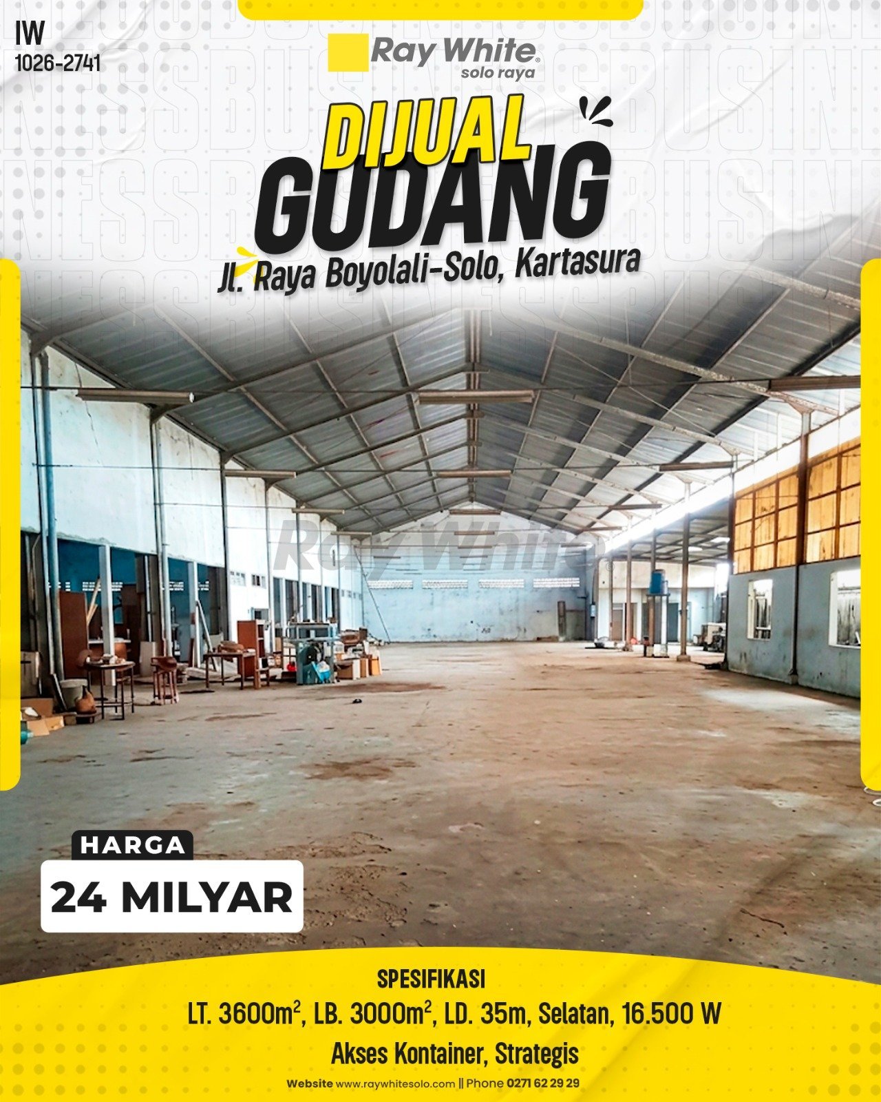 Dijual Gudang Sangat Luas dan Strategis di Jl. Raya Boyolali-Solo, Kartasura