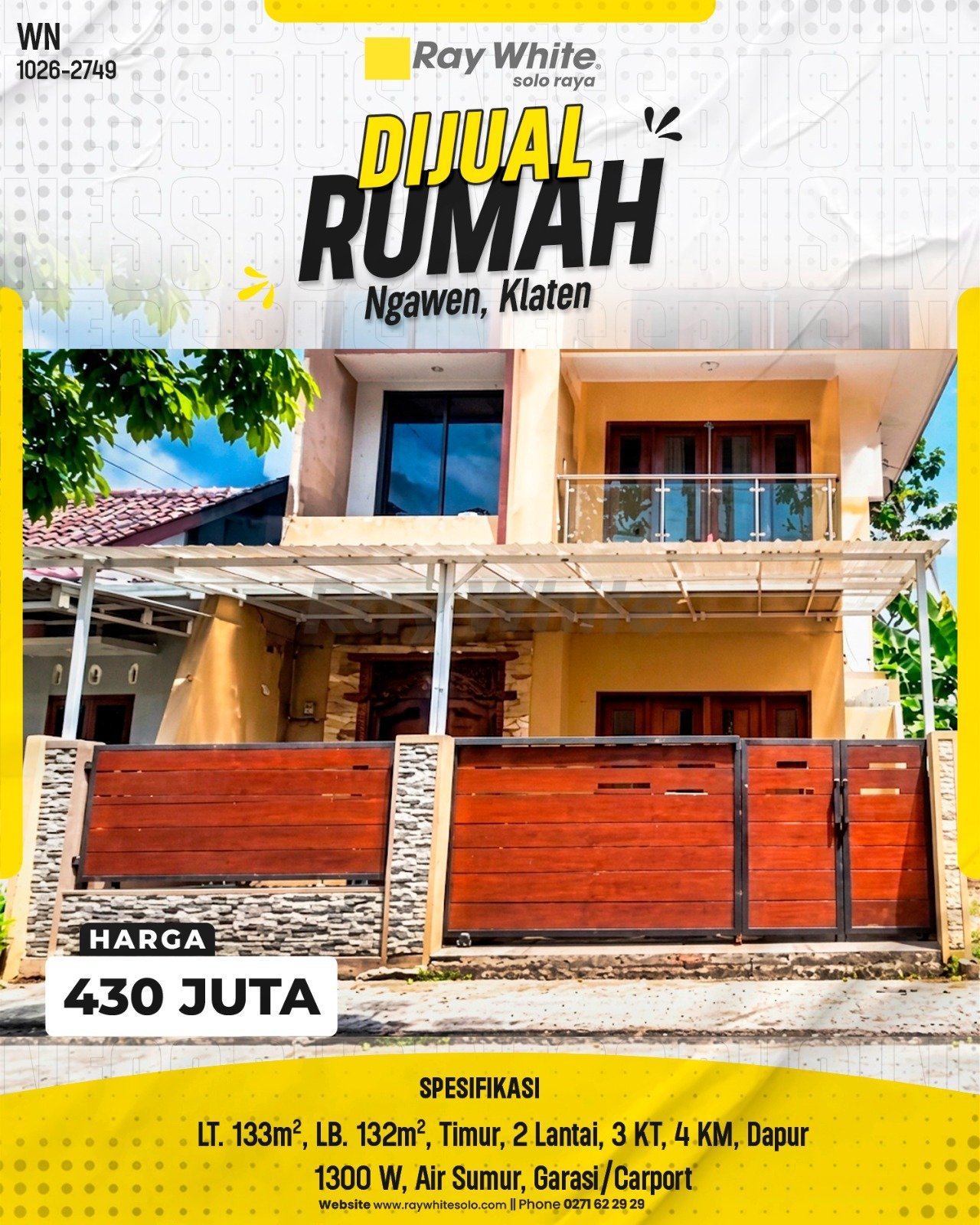 Dijual Rumah 2 Lantai di Candirejo, Ngawen, Klaten